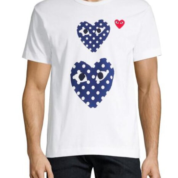 BNWT AW20 COMME DES GARCONS PLAY POLKA DOT 2HEART TSHIRT S - Picture 13 of 15